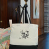 New Black and White Canvas Tote Bag, with Butterfly and Floral Bouquet Embrodery - Made to order in the UK!