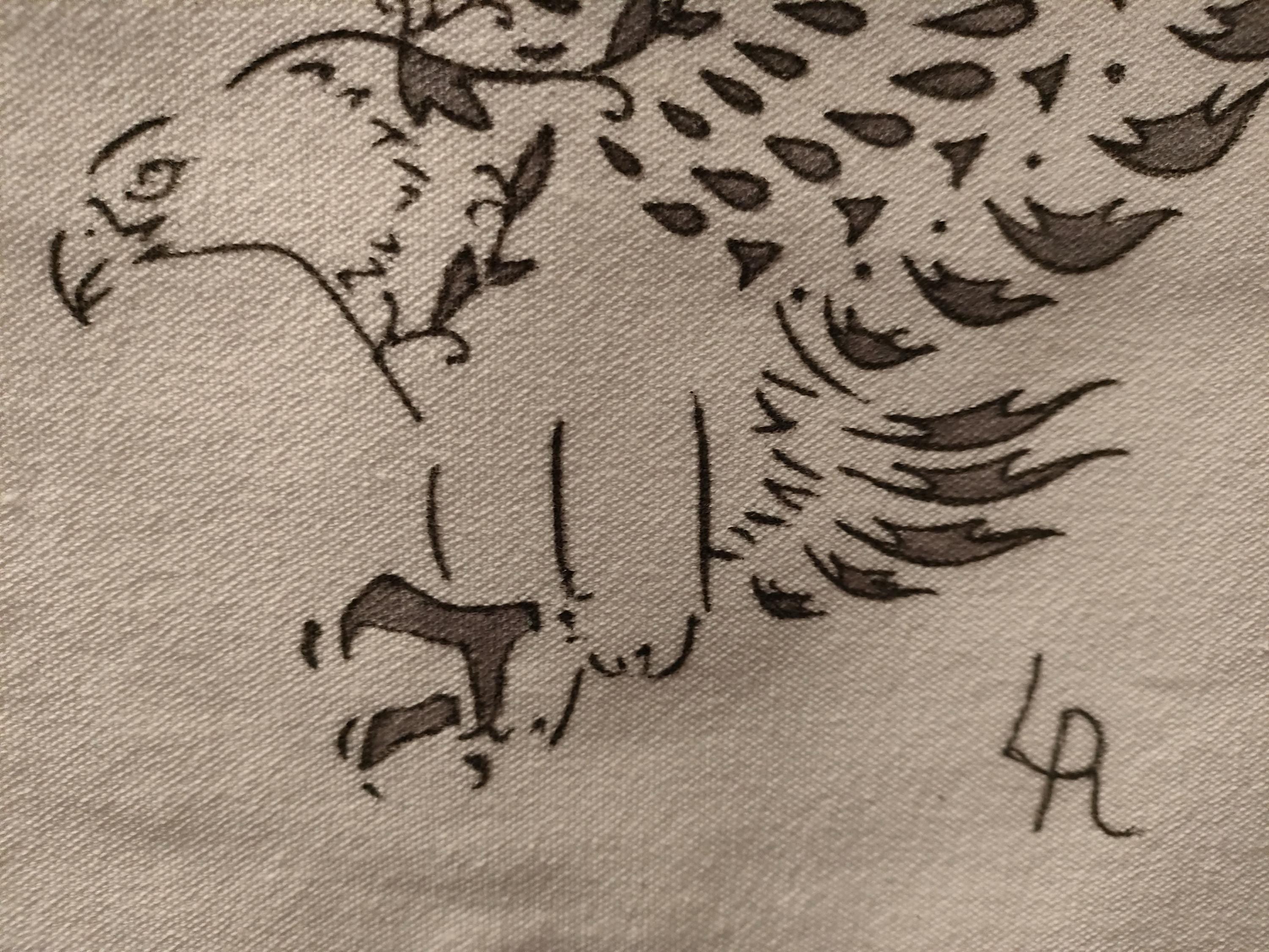 New Hand Painted Canvas Tote Bag ... Grey Eagle Stenciled Design